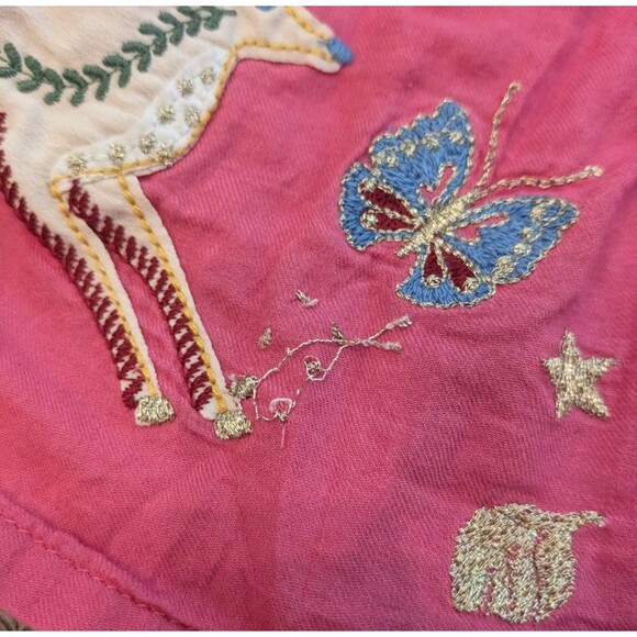 Mini Boden Pink Button Skirt Winter Woodland Deer Applique Embroidery Girls 6-7 - Picture 3 of 7